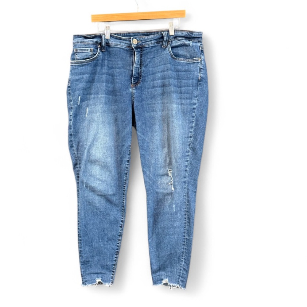 Kut From The Kloth Women’s Mid‎ Rise Distressed Raw Hem Ankle Jeans Size 18W